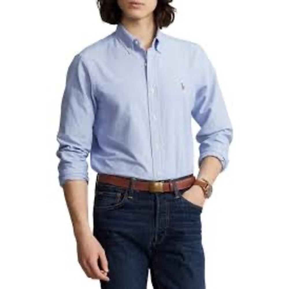 Polo Ralph Lauren Mens XXL Custom Fit Blue Check Button Down Shirt Pink Pony